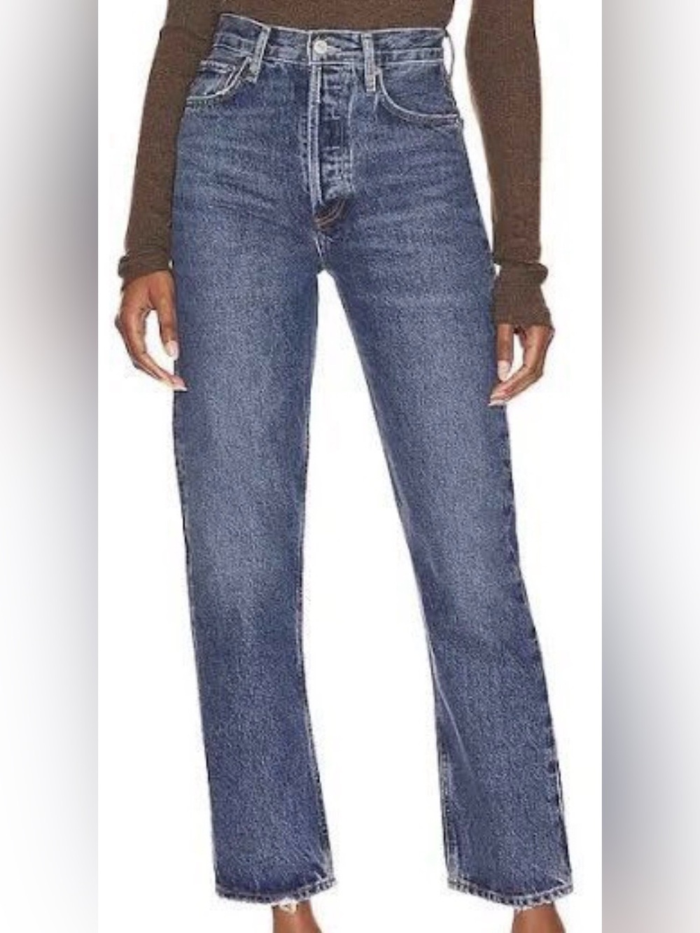 AGOLDE 90s Pinch Waist Straight Jeans in Medium Blue Wash